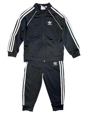 Adidas Toddler 2 Piece Track Jacket & Joggers Set 2-3Y Black White Trefoil
